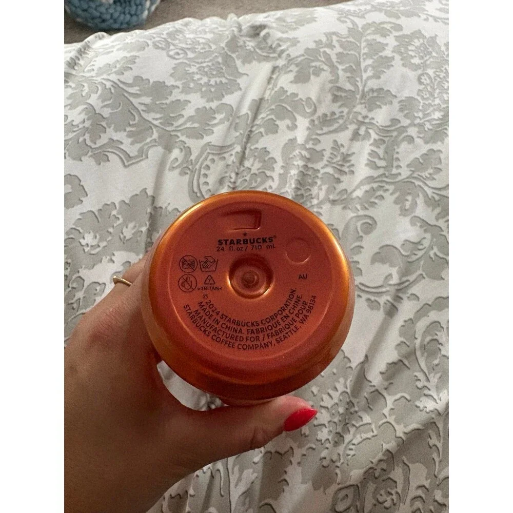 Metallic Orange Starbucks Water Bottle 24oz